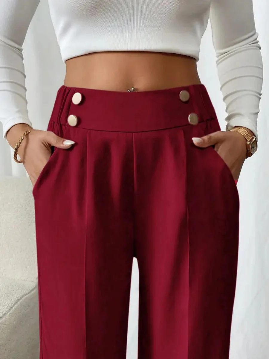 Casual High-waisted  Loose Straight leg Pocket Pants - Image 38