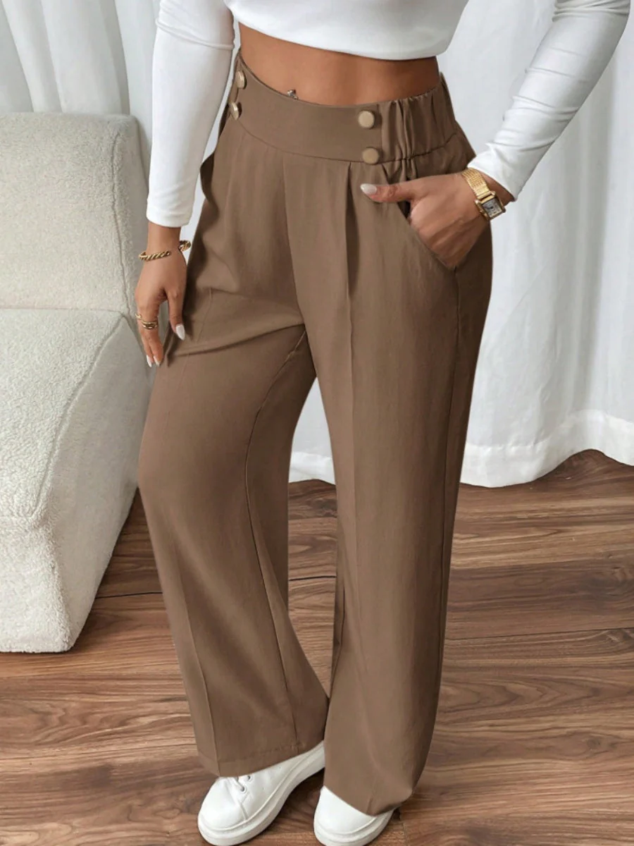 Casual High-waisted  Loose Straight leg Pocket Pants - Image 39