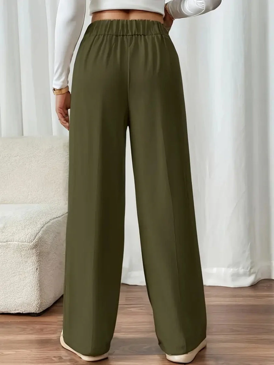 Casual High-waisted  Loose Straight leg Pocket Pants - Image 5