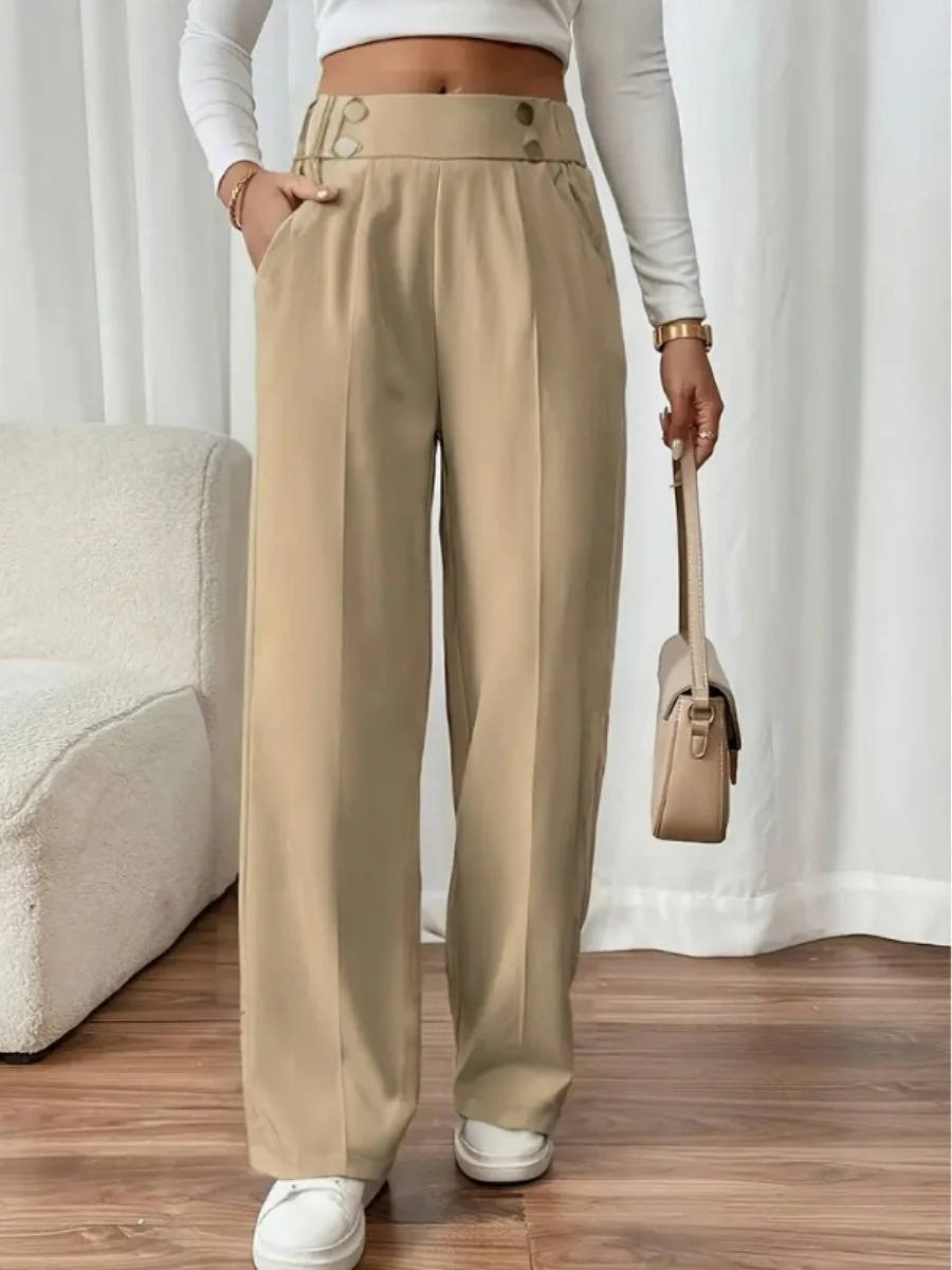 Casual High-waisted  Loose Straight leg Pocket Pants - Image 6