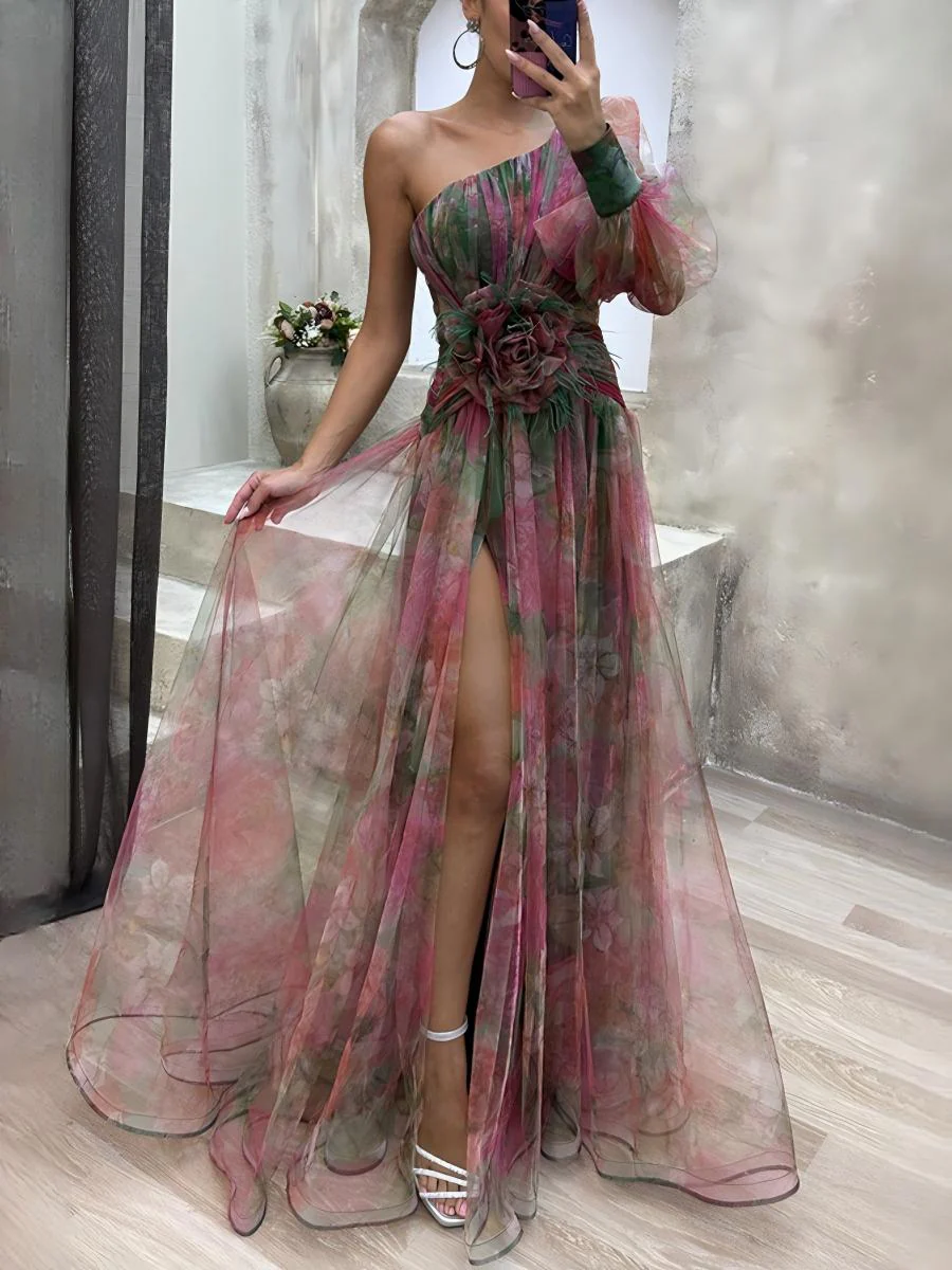 Liber Autumn Women's Zipper Plants And Flowers Maxi Dresses - Image 4