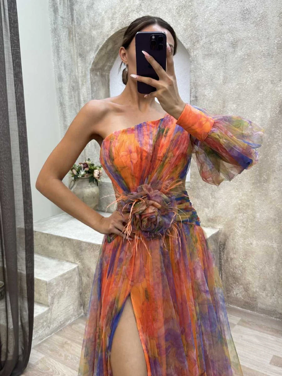 Liber Autumn Women's Zipper Plants And Flowers Maxi Dresses - Image 9