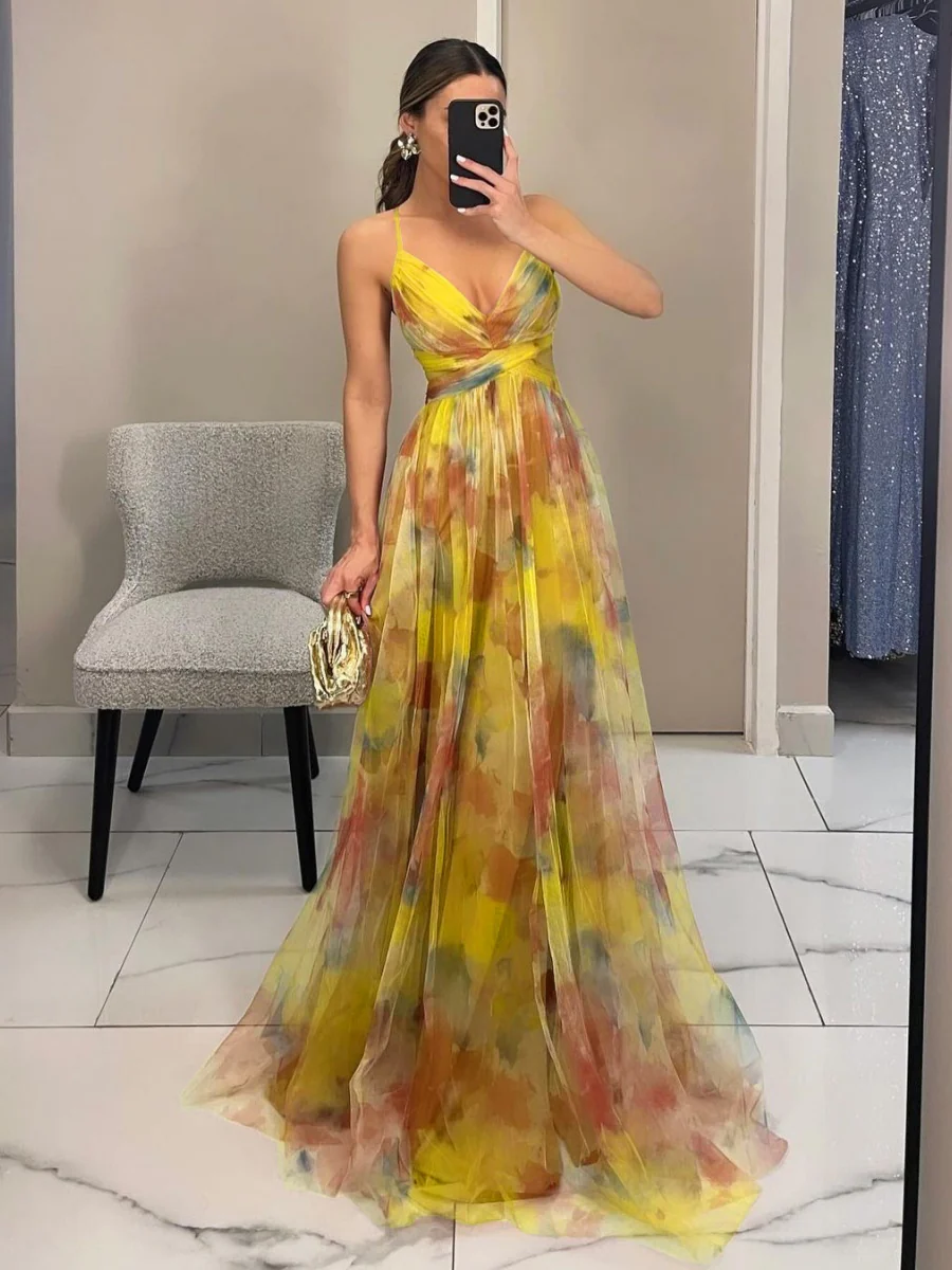 Mesh Floral Print Long Dress - Image 10