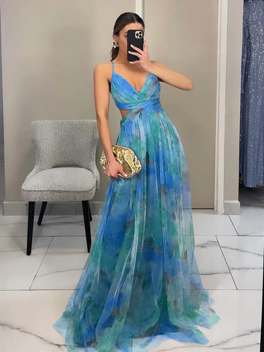 Mesh Floral Print Long Dress - Image 11