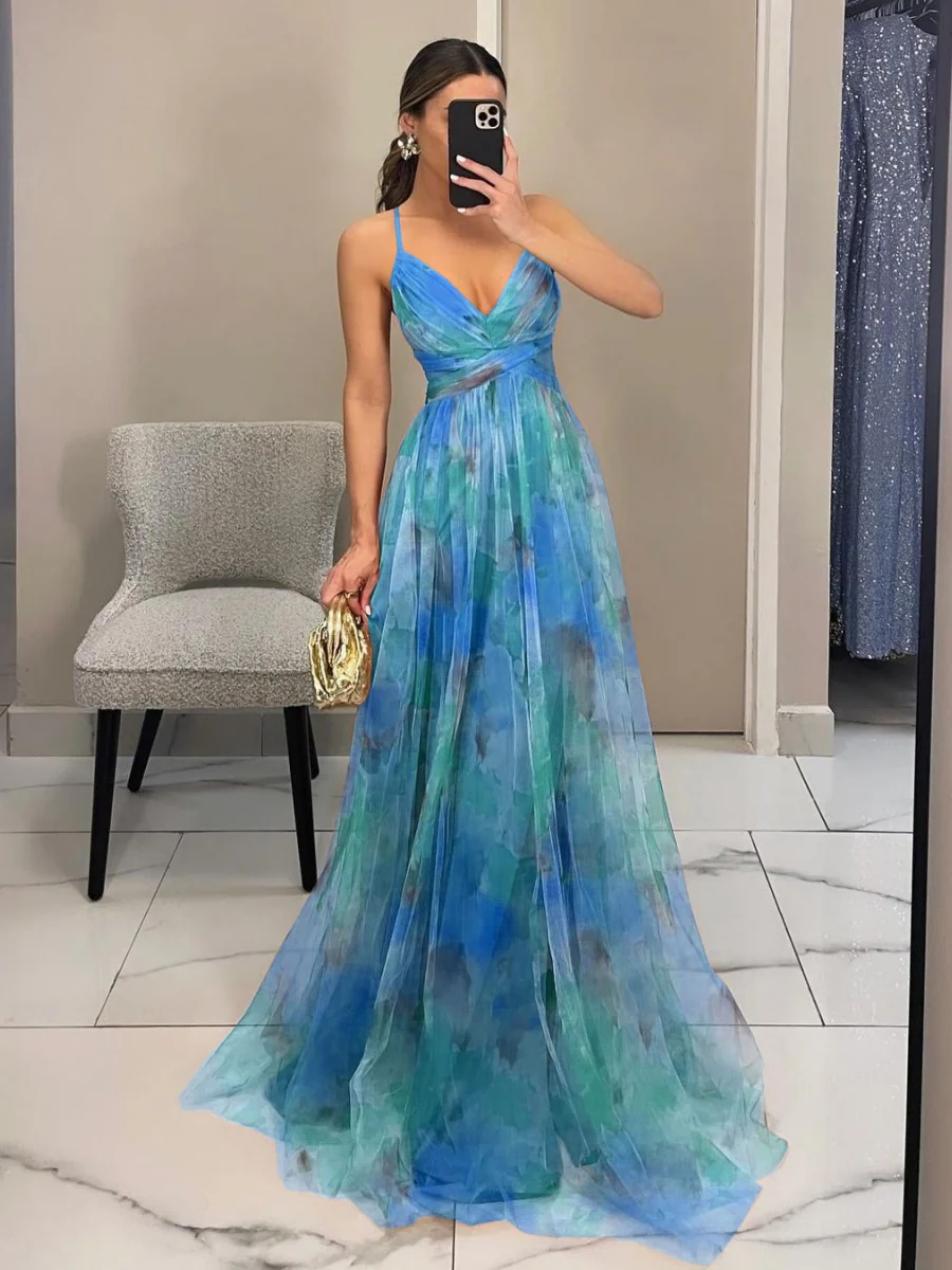 Mesh Floral Print Long Dress - Image 12