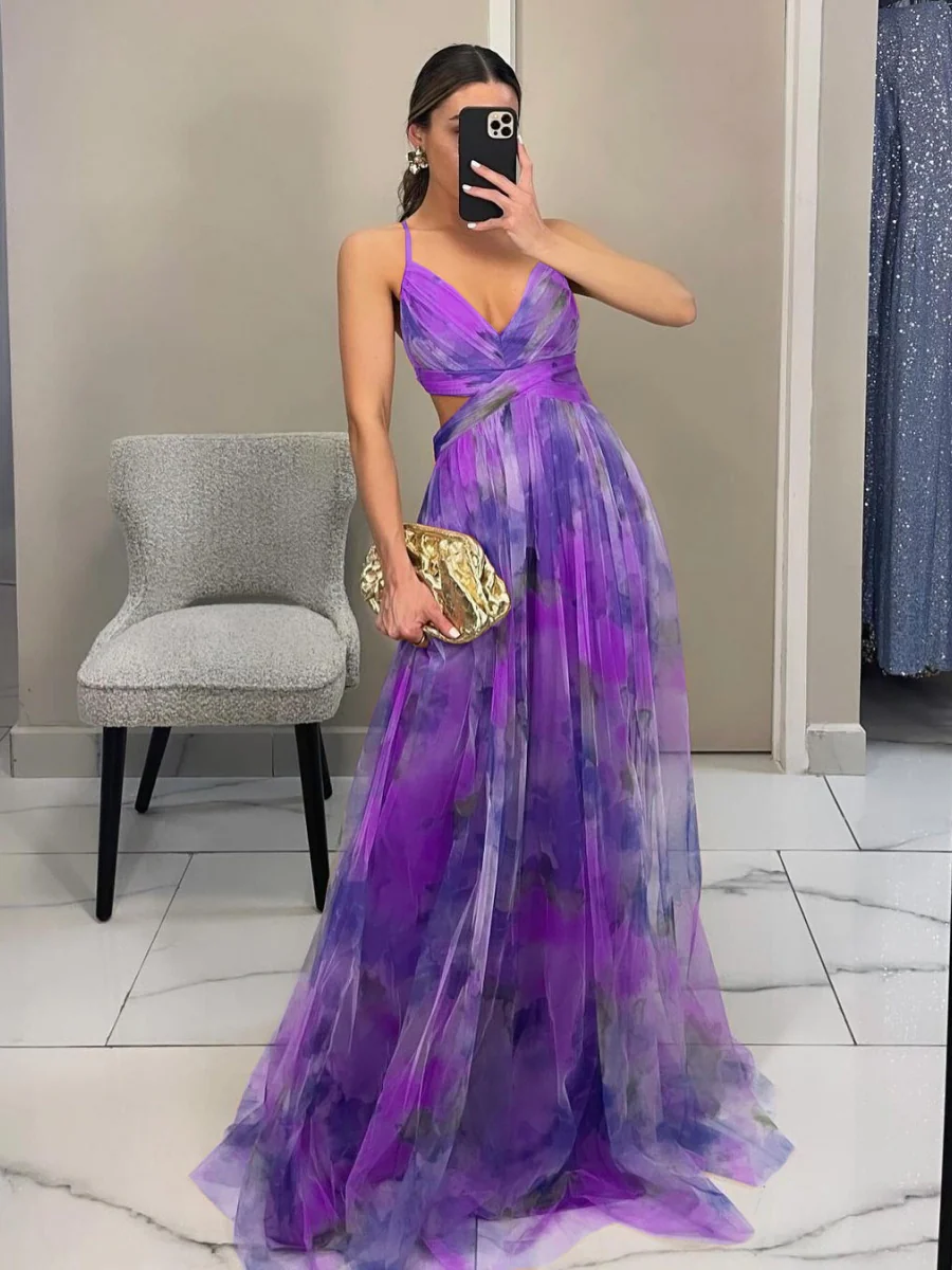 Mesh Floral Print Long Dress - Image 13