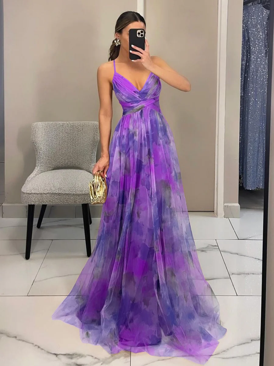 Mesh Floral Print Long Dress - Image 14