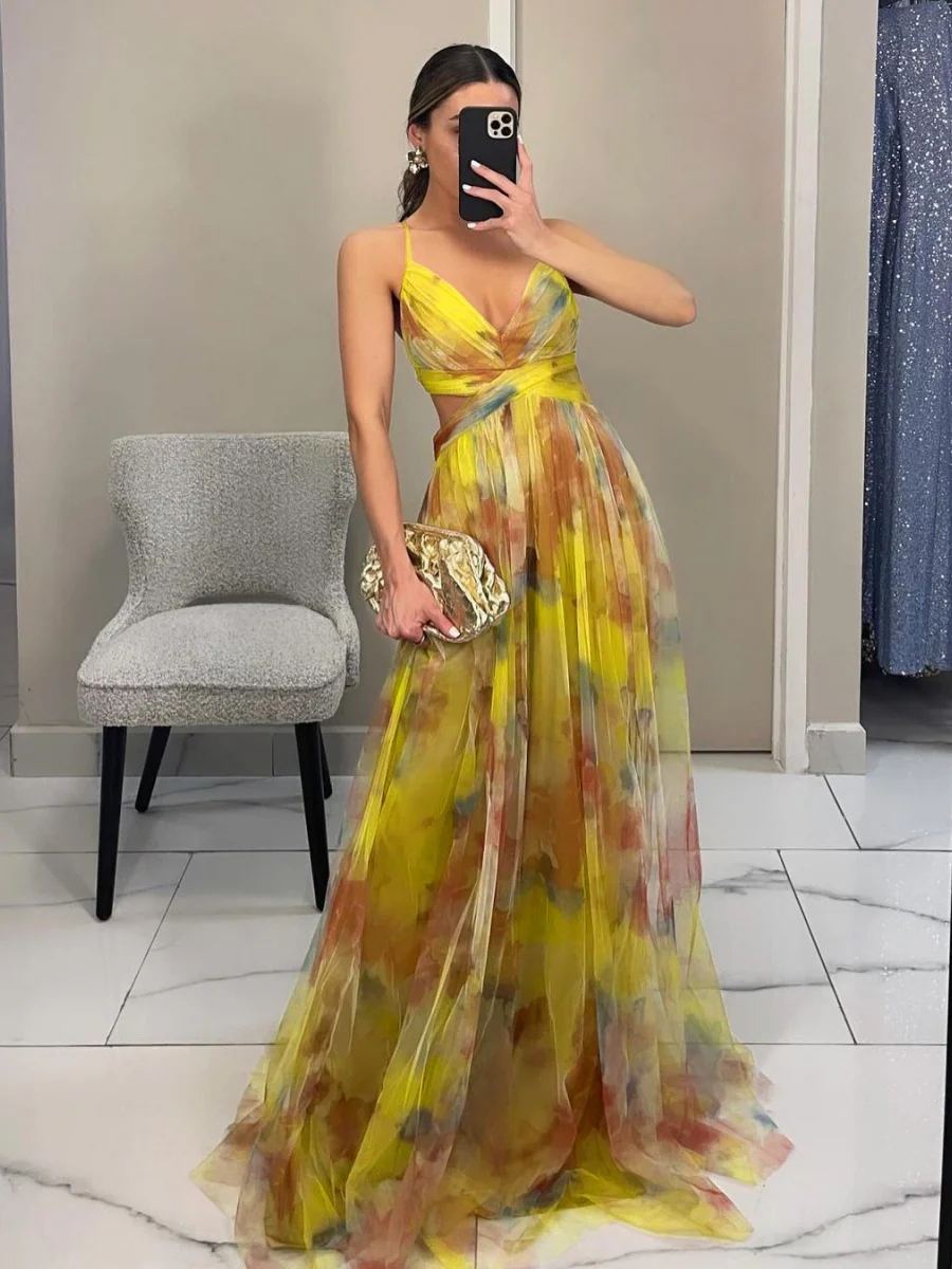 Mesh Floral Print Long Dress - Image 9