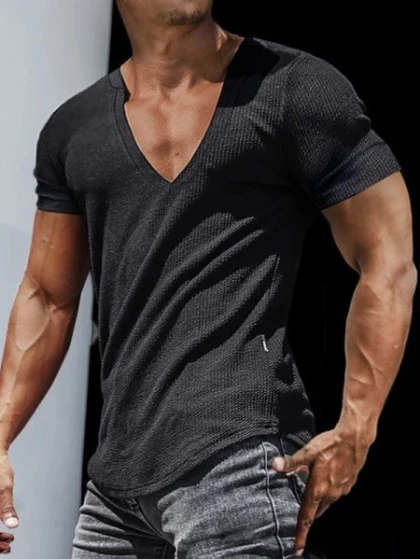 V-neck Leisure T-shirts - Image 3