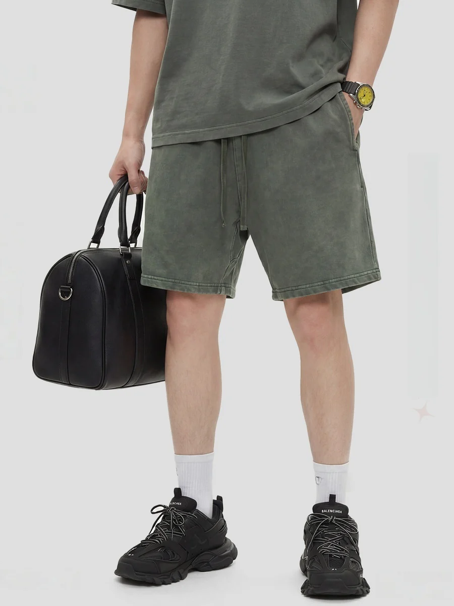Leisure Washing Water Fade Loose-fit Five Points Shorts