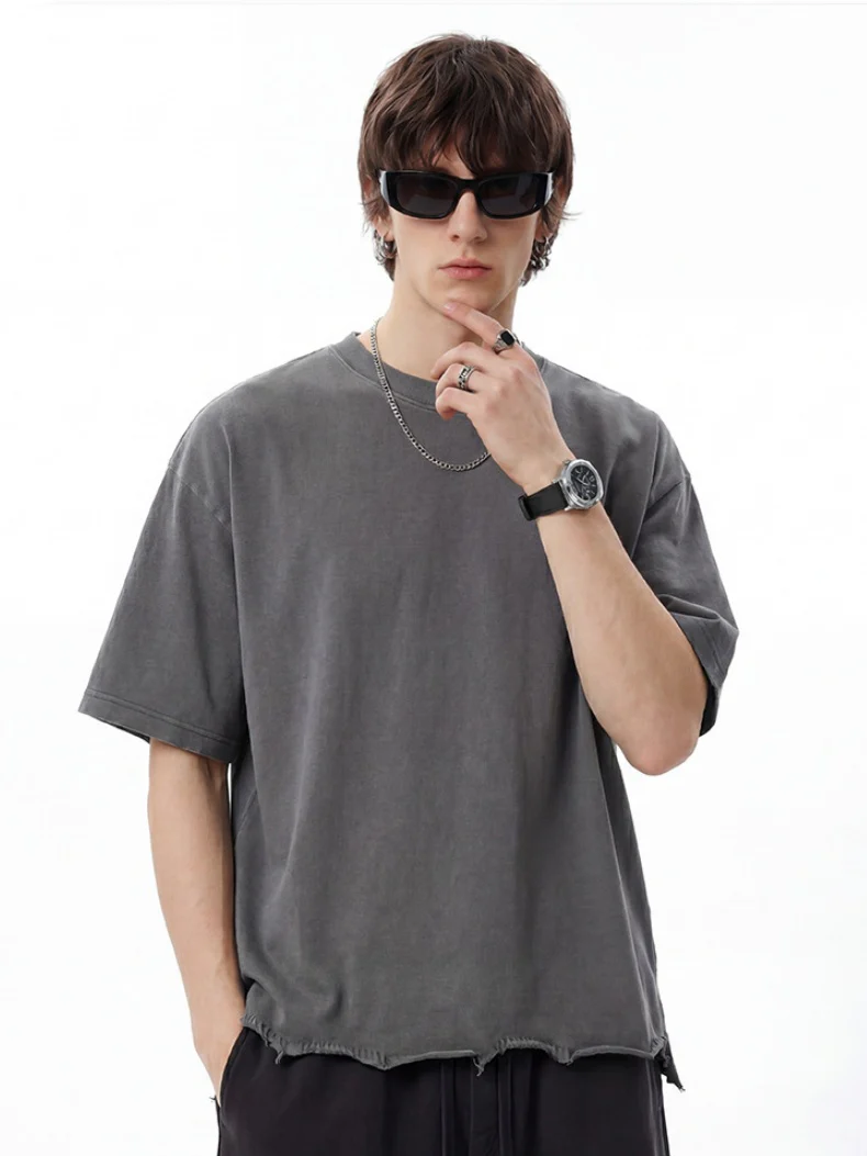 Retro Loose-fit Wear And Tear Boxy T-shirts - Image 2
