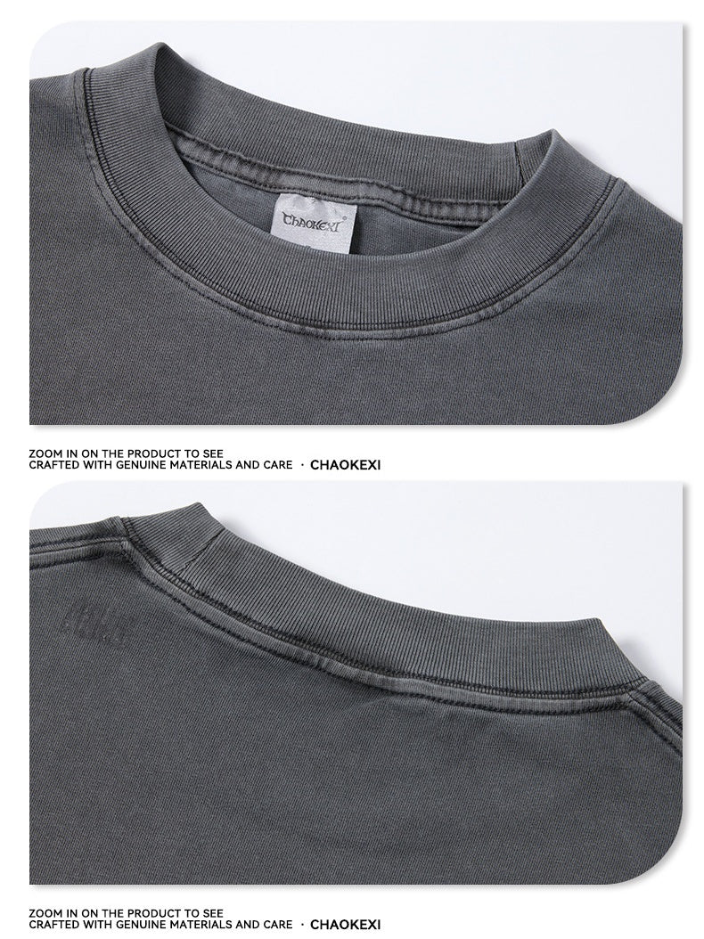 Retro Loose-fit Wear And Tear Boxy T-shirts - Image 3