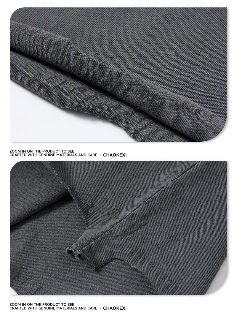Retro Loose-fit Wear And Tear Boxy T-shirts - Image 4