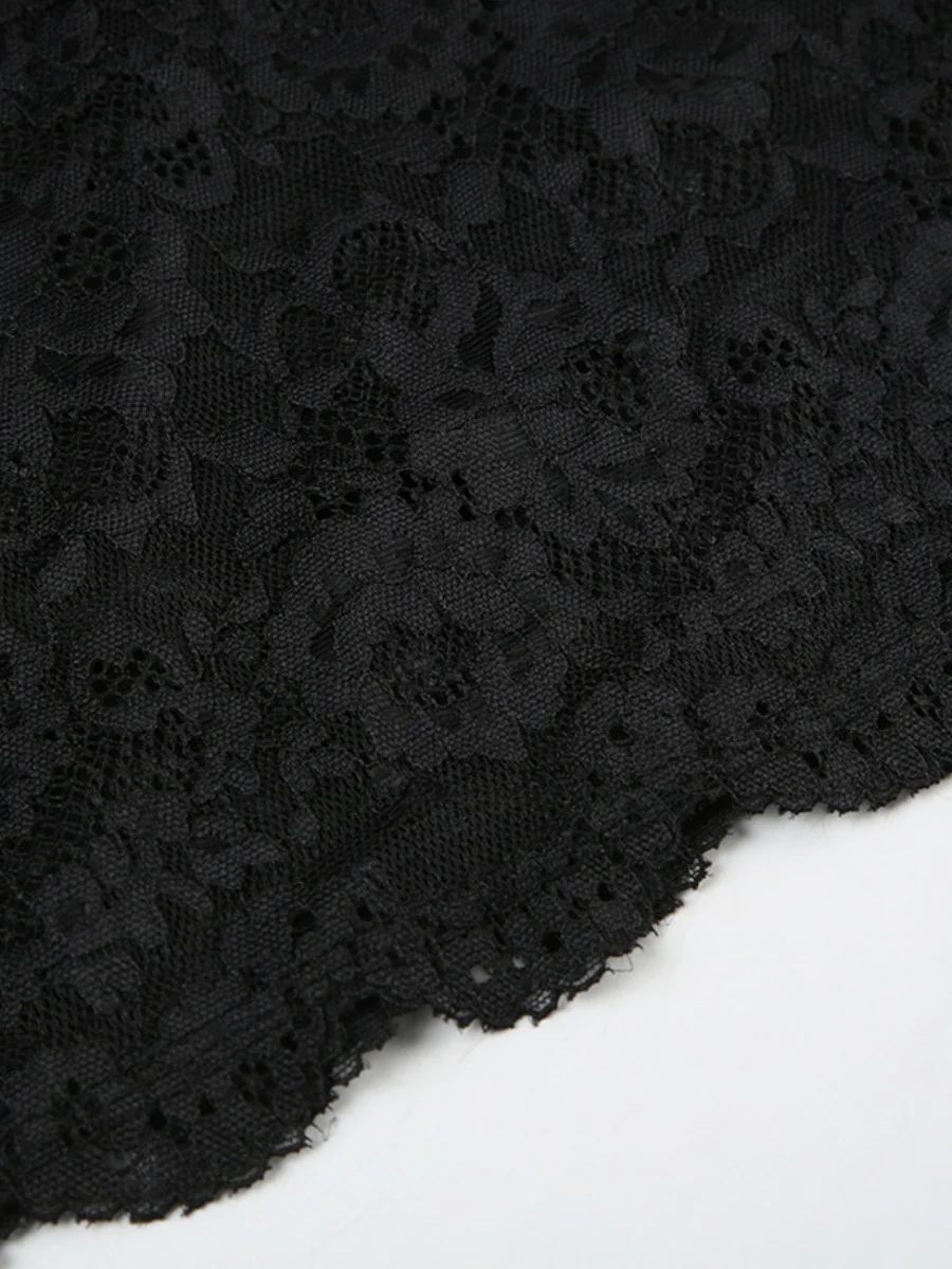 Sheer And Sexy Short Suspender Dress With Mesh Lace Trim - Image 7