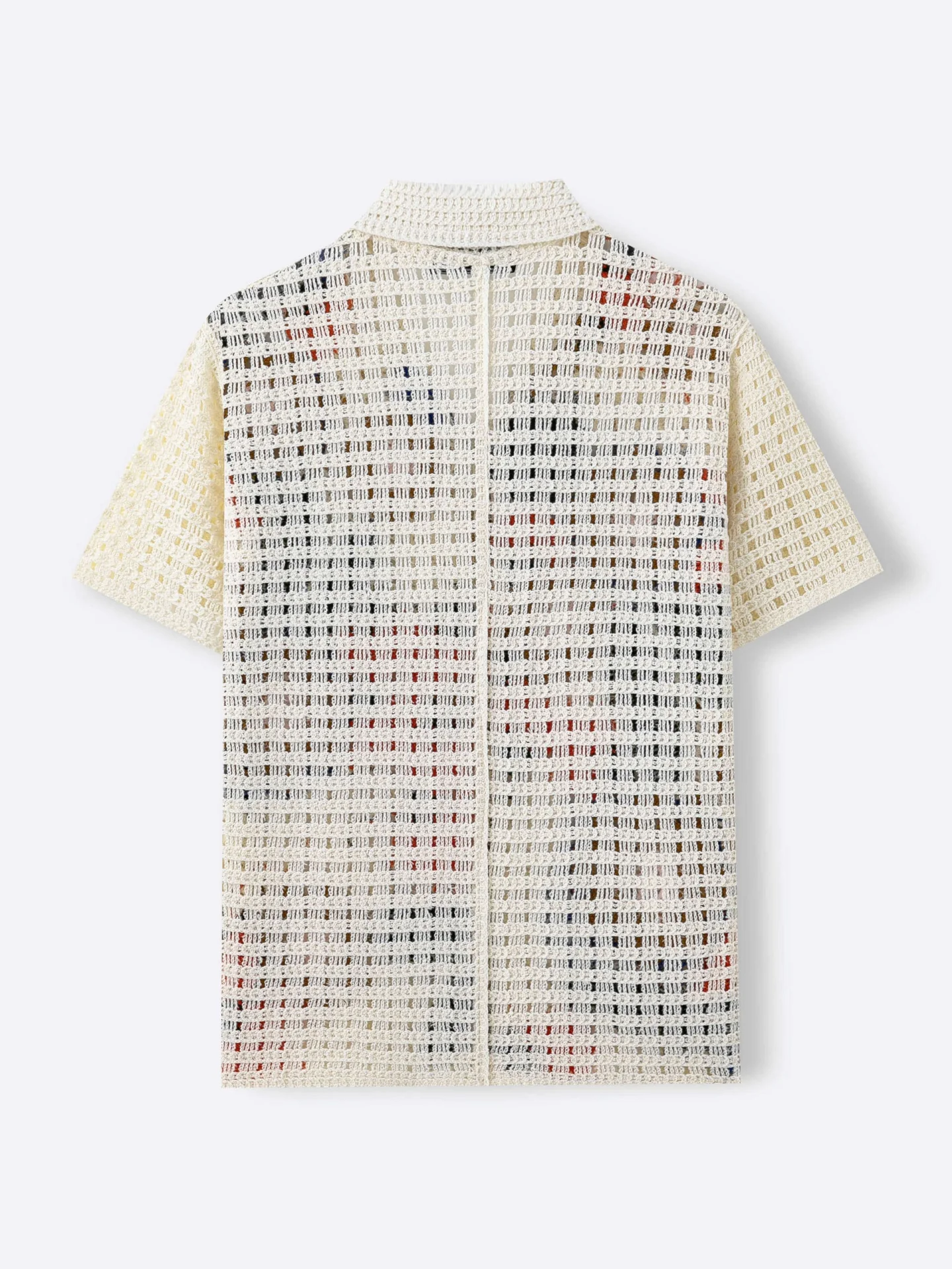 Manual Crochet Hollow Ethnic Style Jacquard POLO Shirt - Image 4