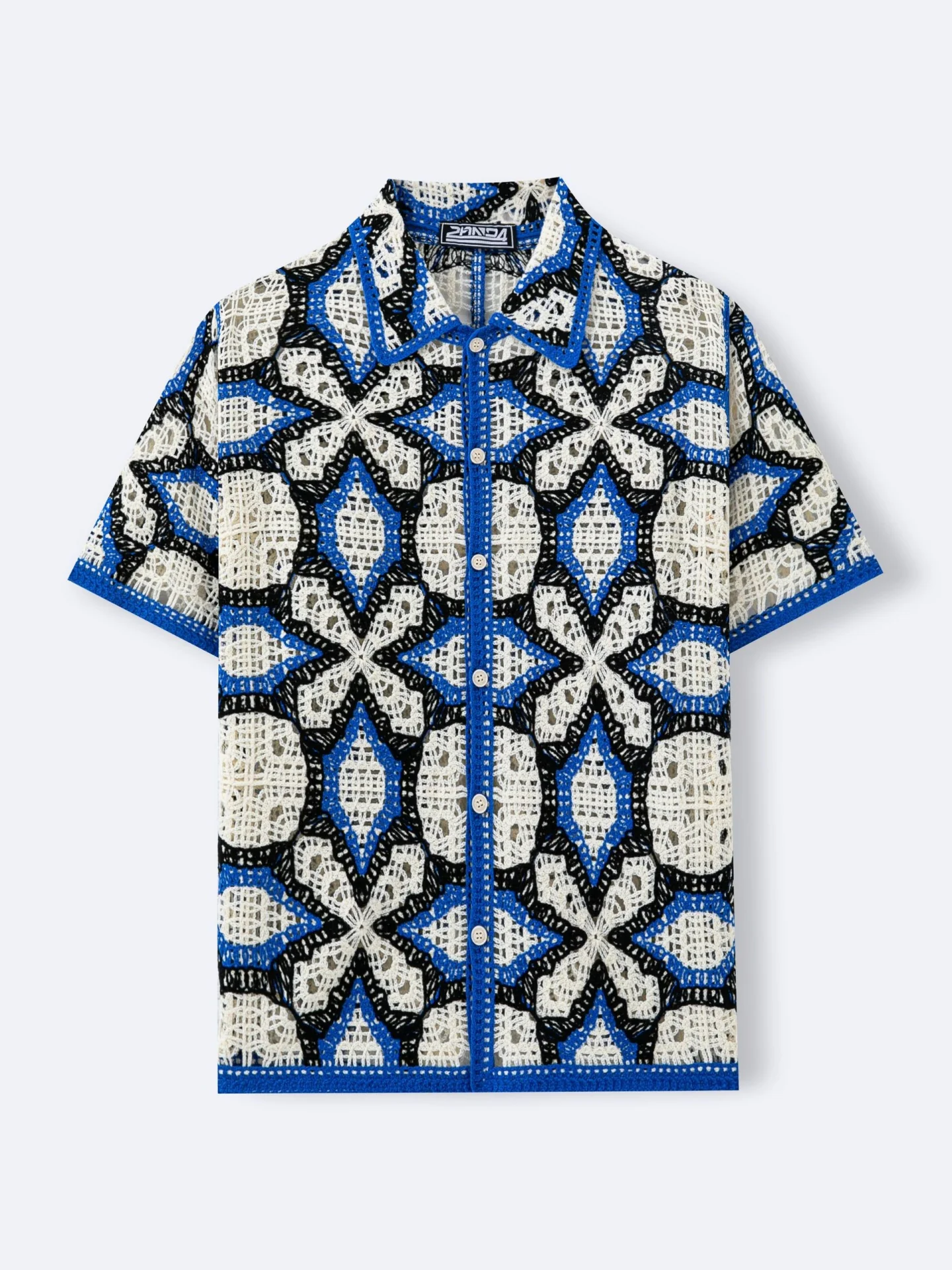 Geometry Jacquard Hollow Knitting Vacation Polo Shirts - Image 3