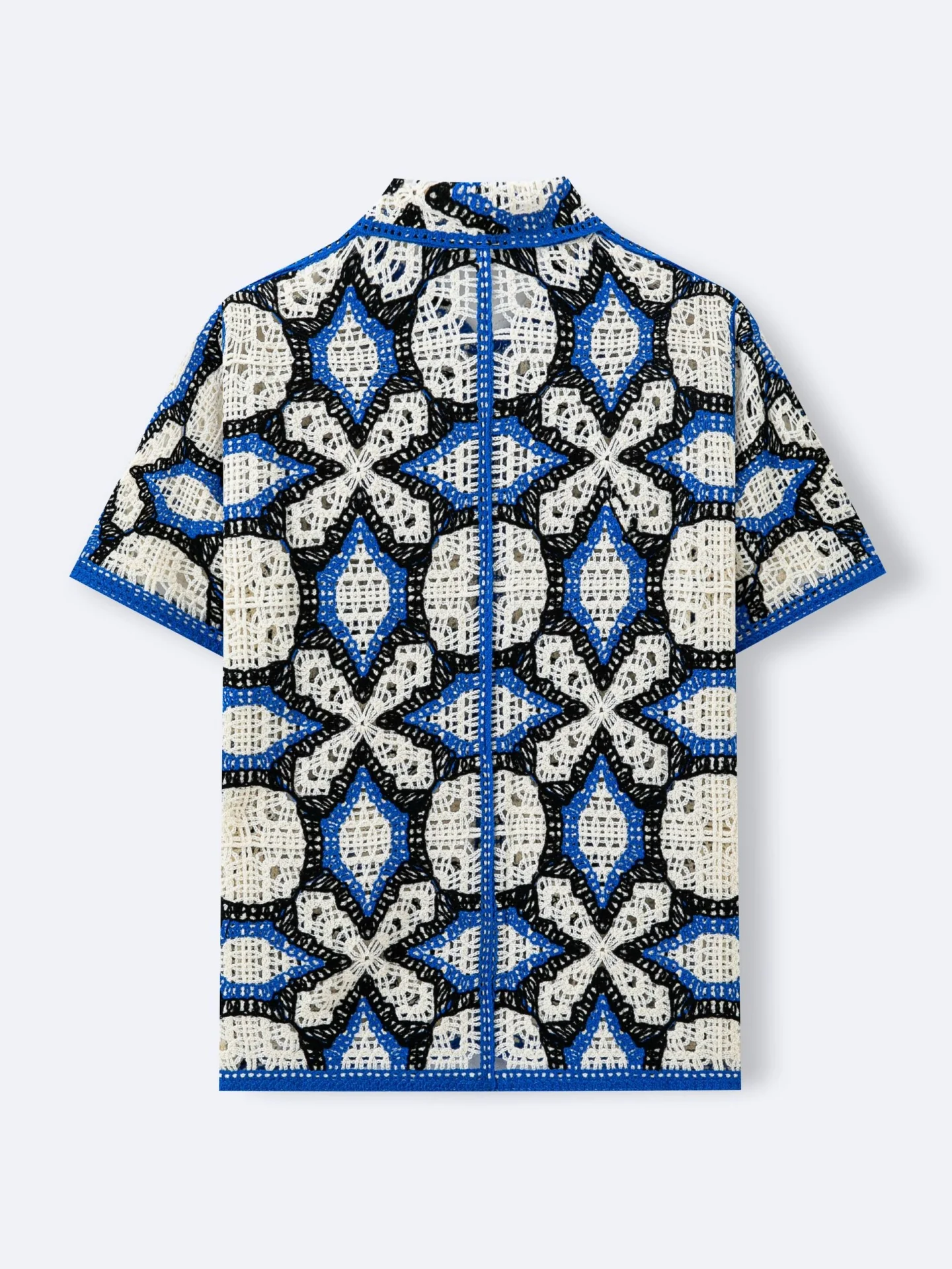 Geometry Jacquard Hollow Knitting Vacation Polo Shirts - Image 4