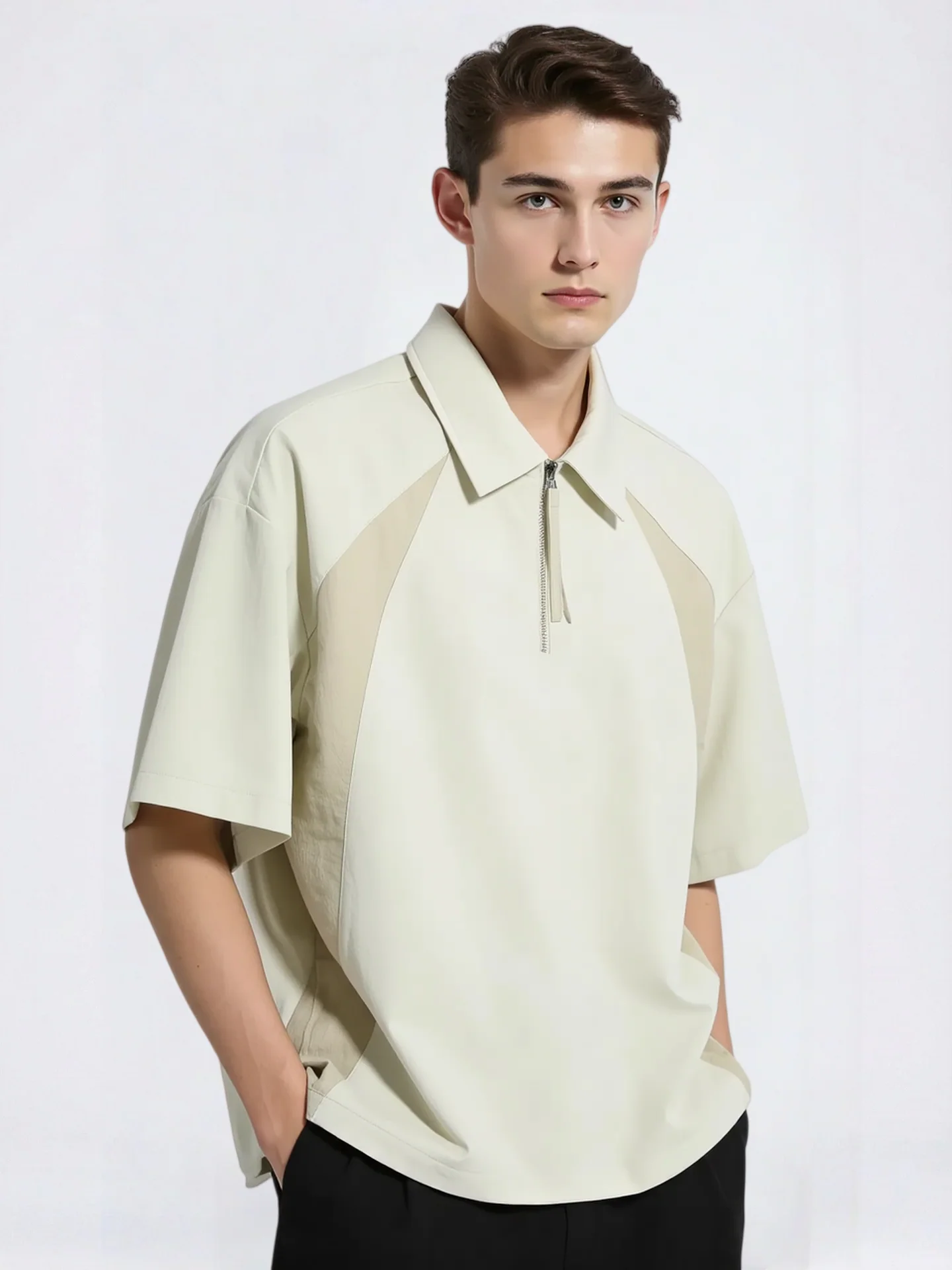 Cotton And Linen Breathable Pleated POLO Shirt
