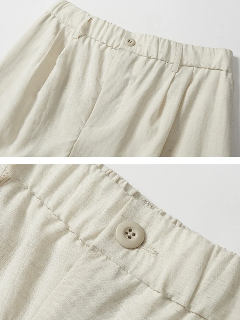 Army Green Flax Wide-leg Pants - Image 3