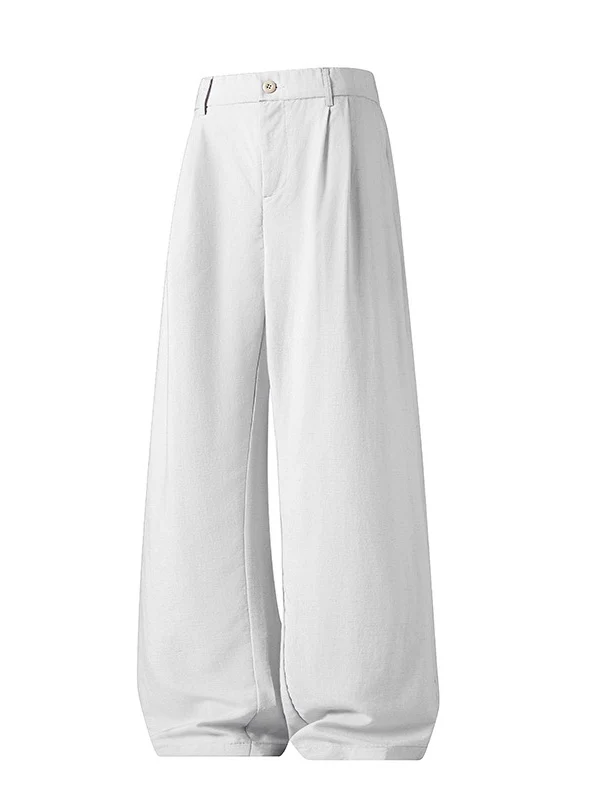 Army Green Flax Wide-leg Pants - Image 6