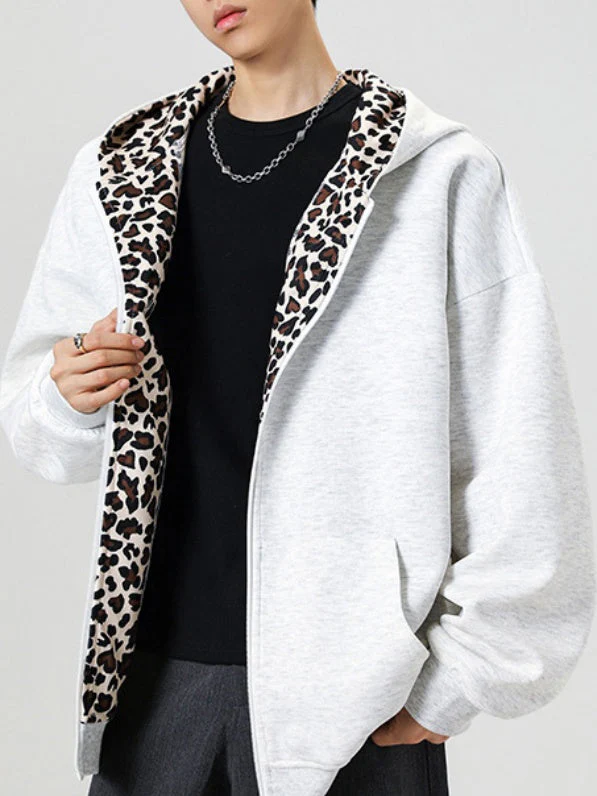 Leopard Print Patchwork Hoodies - Image 4