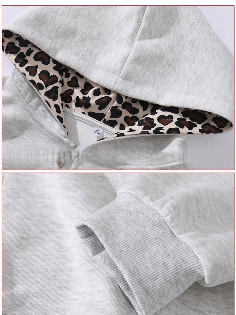 Leopard Print Patchwork Hoodies - Image 5