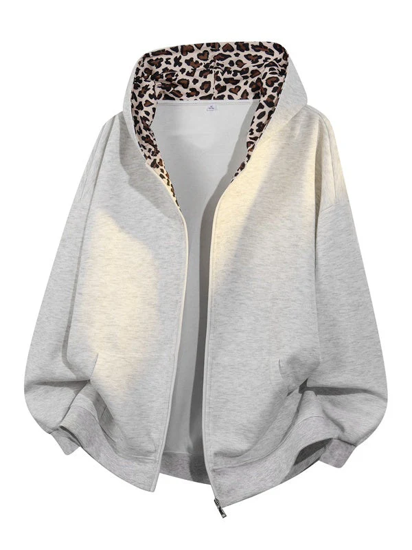 Leopard Print Patchwork Hoodies - Image 6