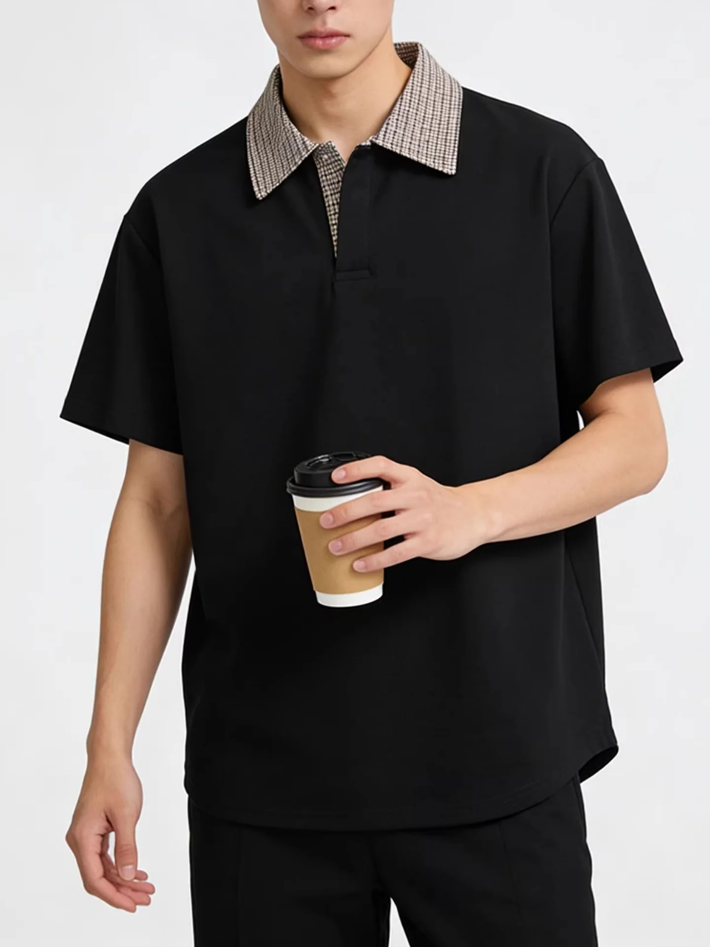 Old Money Style Plaid Patchwork POLO Shirt - Image 4