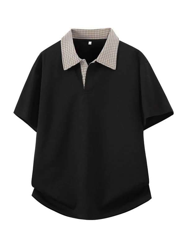 Old Money Style Plaid Patchwork POLO Shirt - Image 5