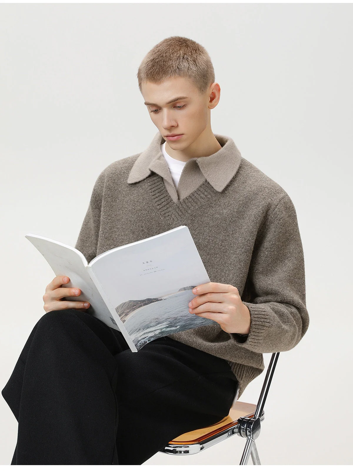 Fake two-piece lapel sweater - Image 8