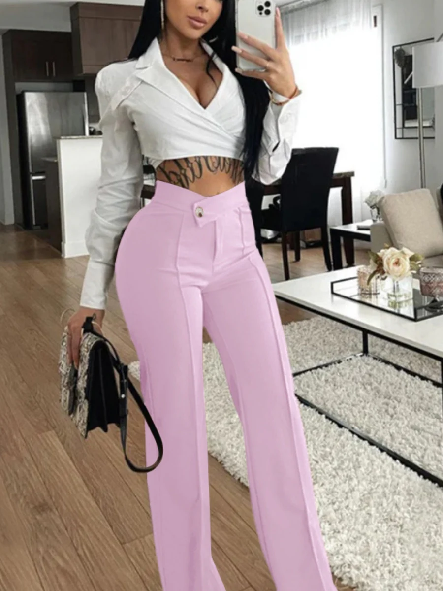 Mildly Spicy High Waist Buttons Wide-leg Pants Pants - Image 9