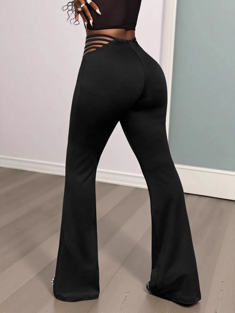 String Decoration Rhinestones Buttock Lift Bell-bottoms Stretch Pants - Image 4