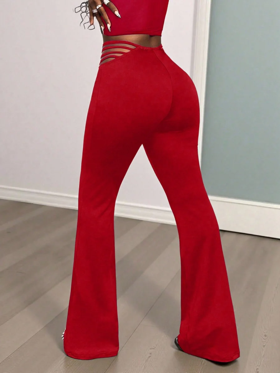 String Decoration Rhinestones Buttock Lift Bell-bottoms Stretch Pants - Image 9