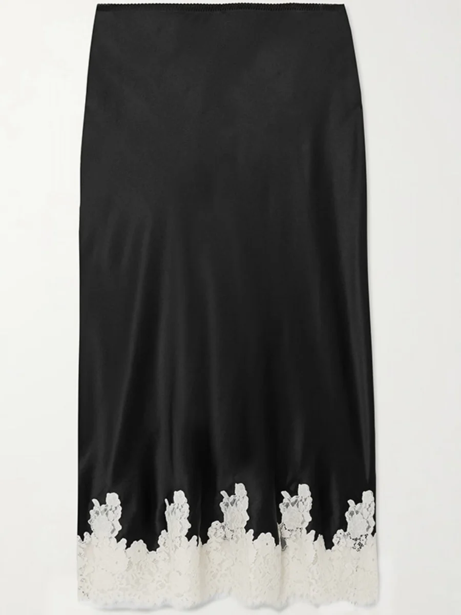 Lace Stitching Satin Camisoles Skirt 2-piece Sets - Image 10