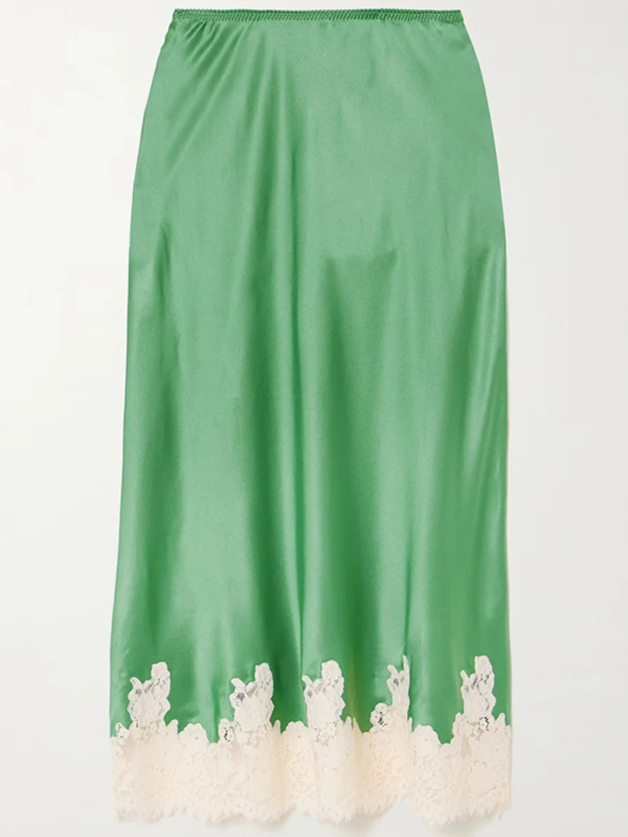 Lace Stitching Satin Camisoles Skirt 2-piece Sets - Image 12