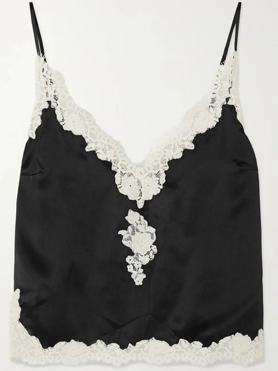 Lace Stitching Satin Camisoles Skirt 2-piece Sets - Image 9