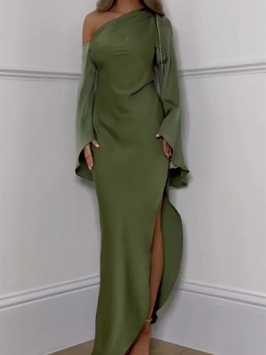 Off-shoulder Slit Flared Sleeves Formal Dress Maxi Dresses - Image 2