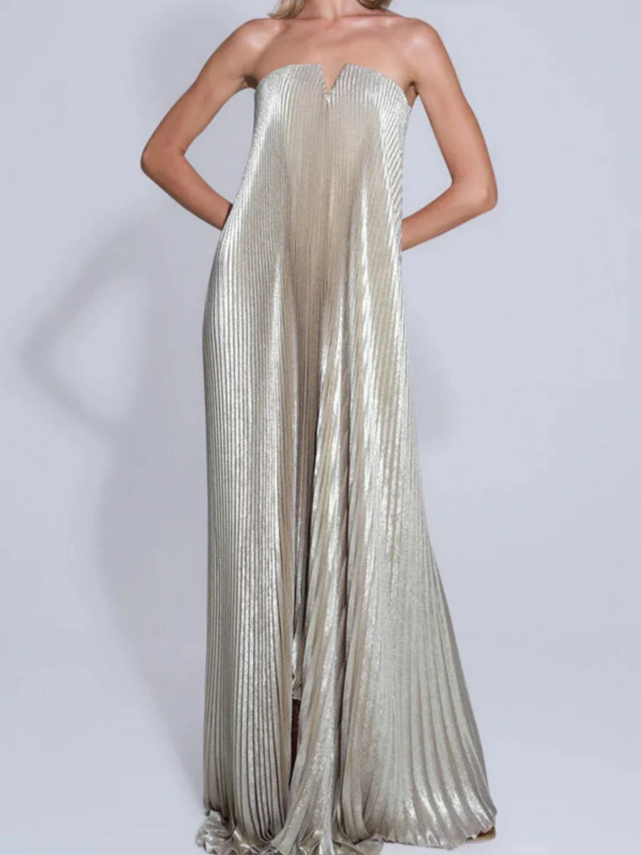 Tube Top Crimp Super Large Swing Maxi Dresses - Image 3