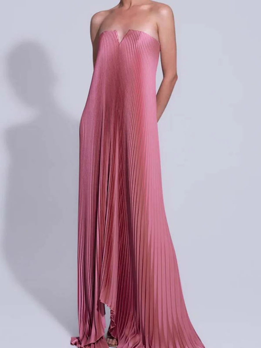 Tube Top Crimp Super Large Swing Maxi Dresses - Image 6