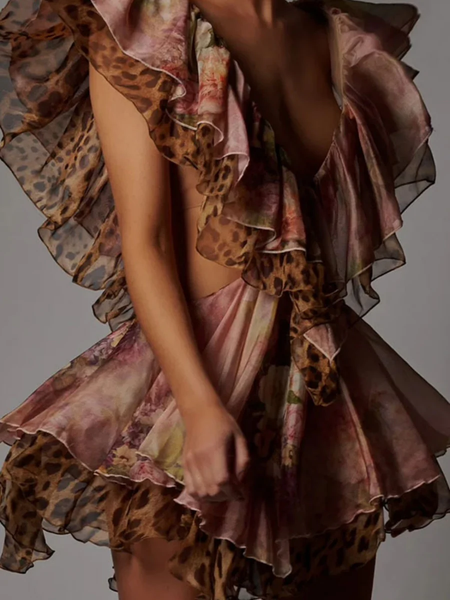 Ruffle Off-shoulder Ruffle Irregular Hem Mini&Short Dresses - Image 2