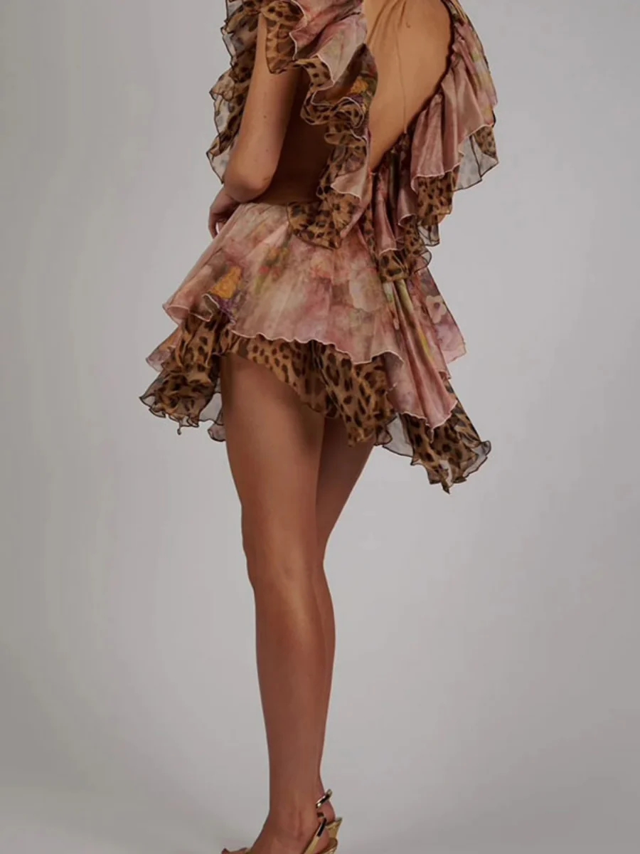 Ruffle Off-shoulder Ruffle Irregular Hem Mini&Short Dresses - Image 3