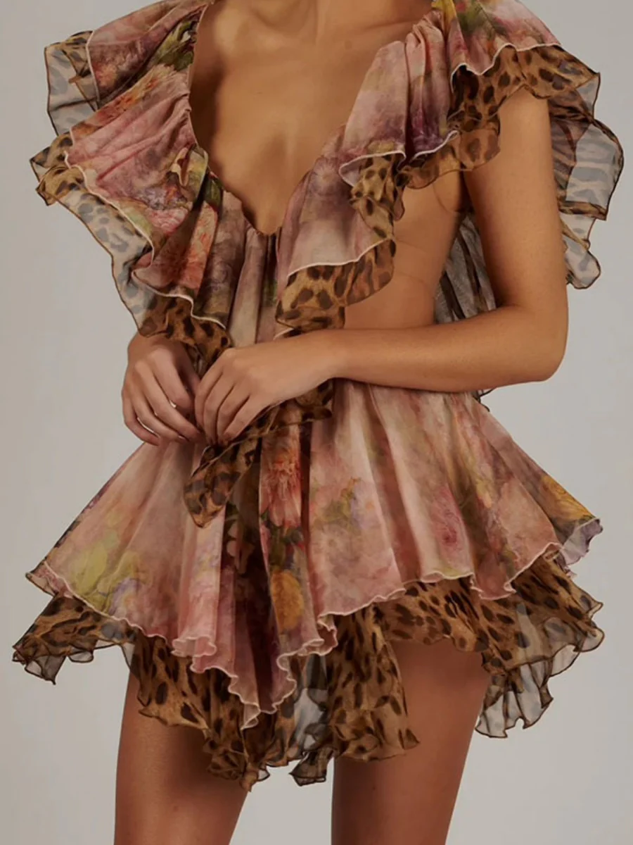 Ruffle Off-shoulder Ruffle Irregular Hem Mini&Short Dresses - Image 5