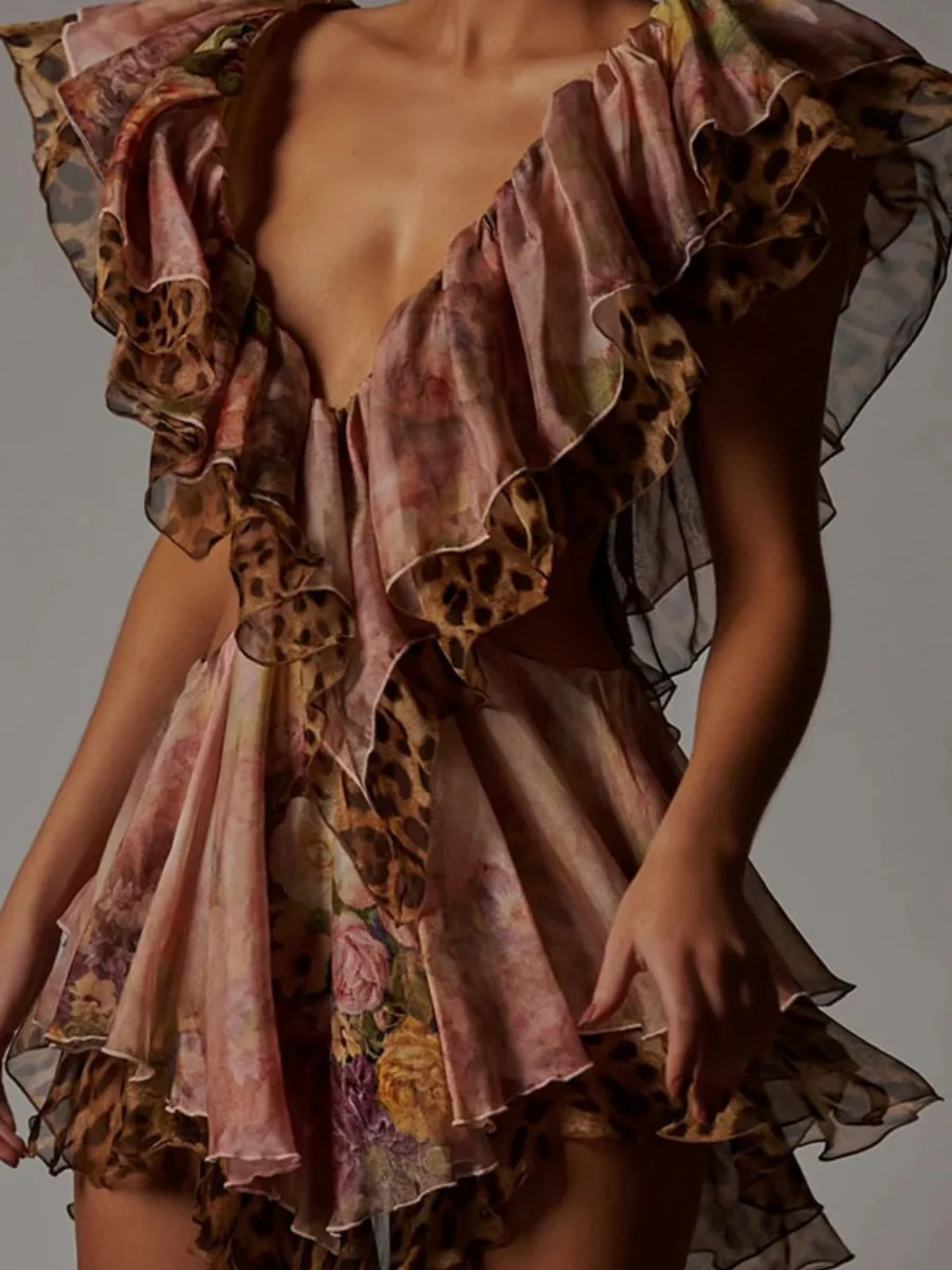 Ruffle Off-shoulder Ruffle Irregular Hem Mini&Short Dresses - Image 6
