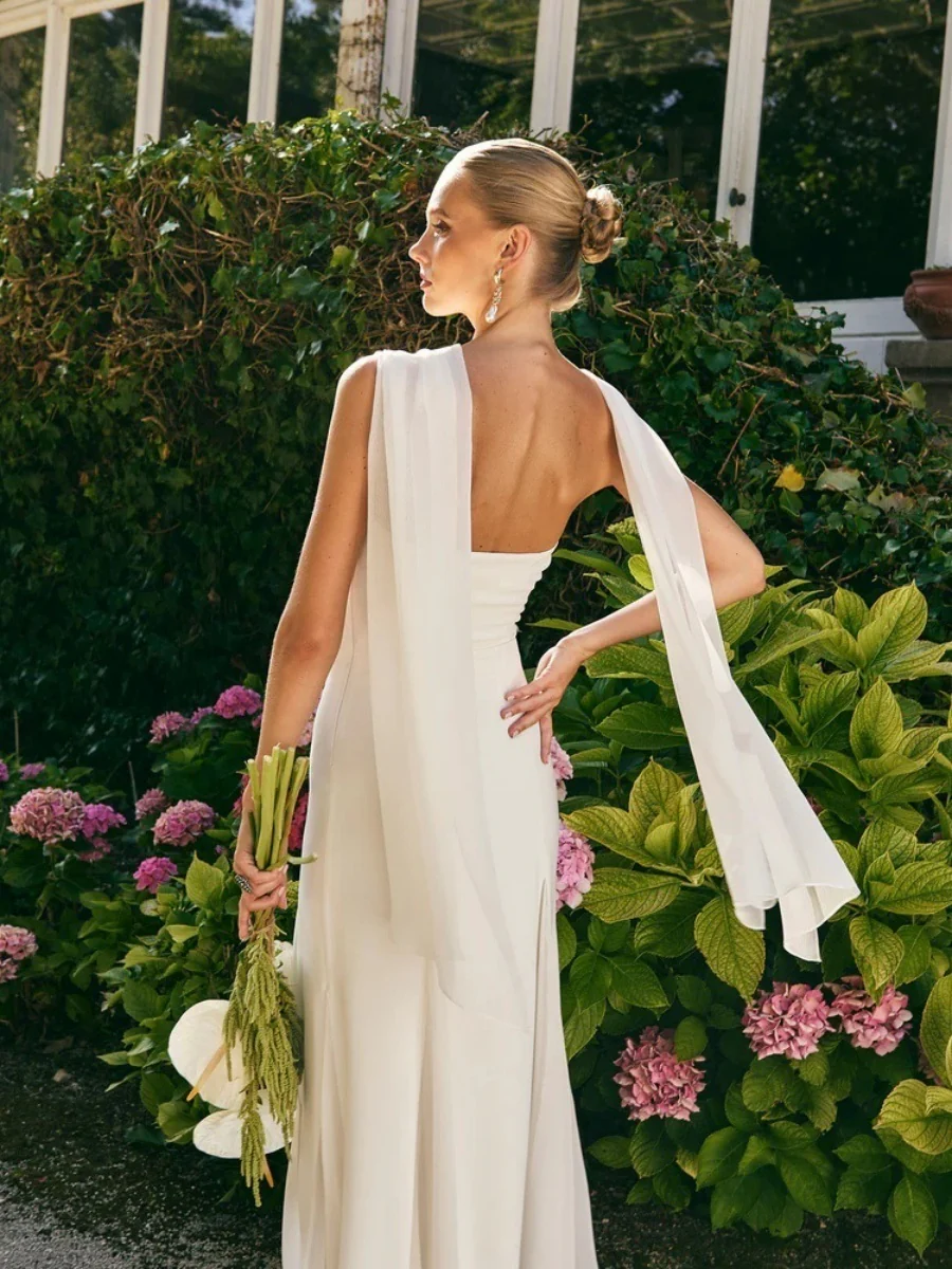 Ribbon Chiffon Solid Color Formal Dress Maxi Dresses