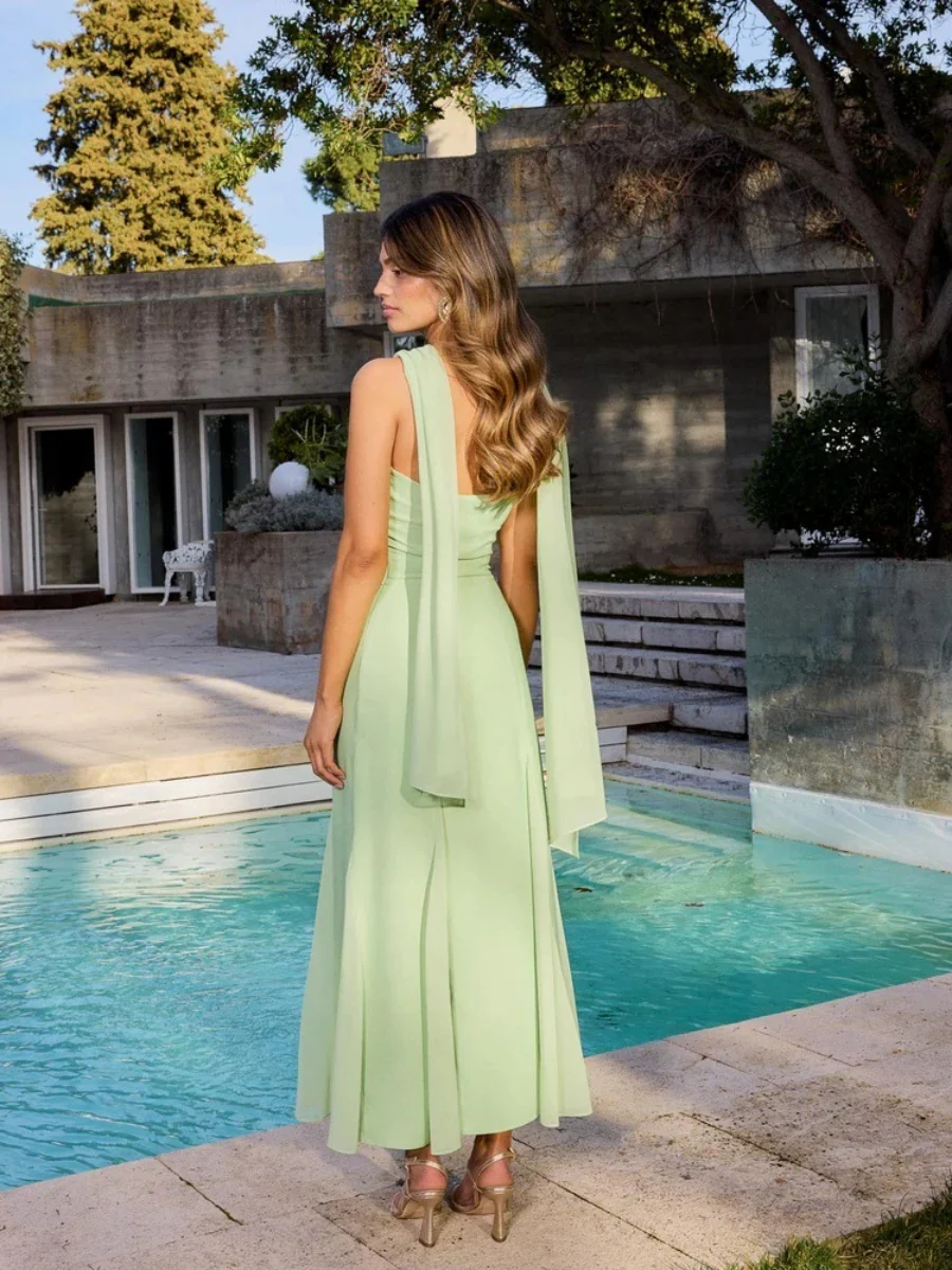 Ribbon Chiffon Solid Color Formal Dress Maxi Dresses - Image 15