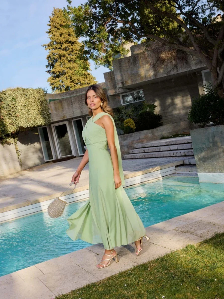 Ribbon Chiffon Solid Color Formal Dress Maxi Dresses - Image 17