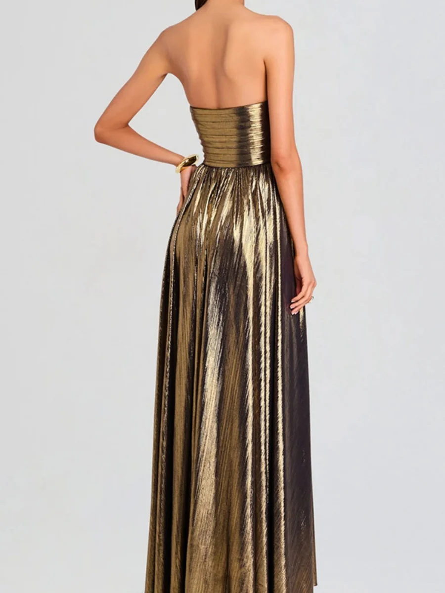 Slit Sleeveless Crimp Evening Dress Maxi Dresses - Image 12