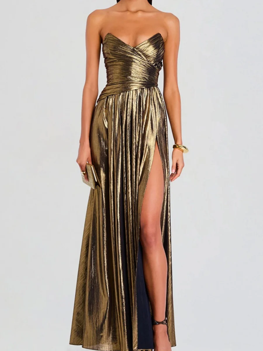 Slit Sleeveless Crimp Evening Dress Maxi Dresses - Image 13