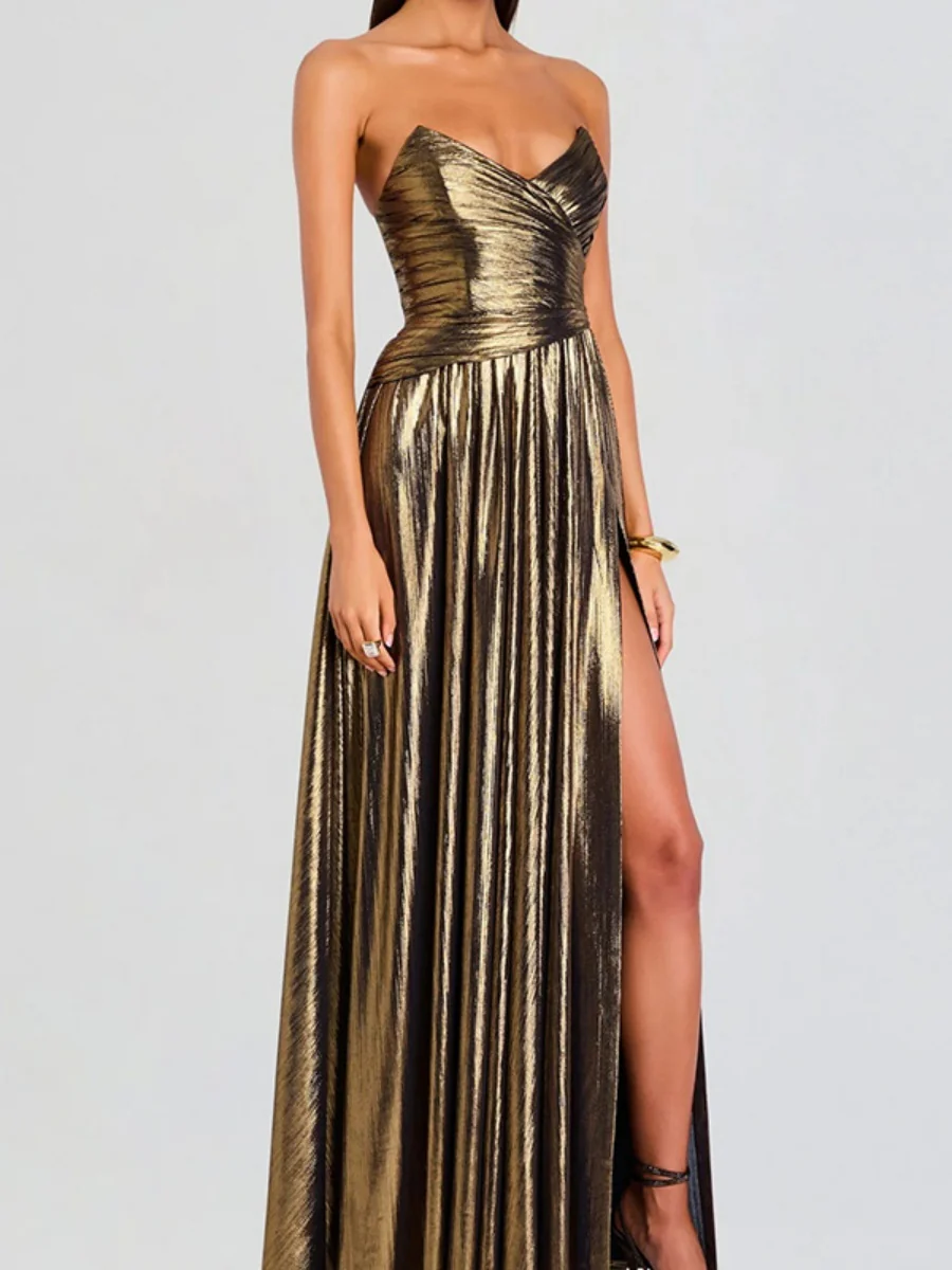 Slit Sleeveless Crimp Evening Dress Maxi Dresses - Image 14