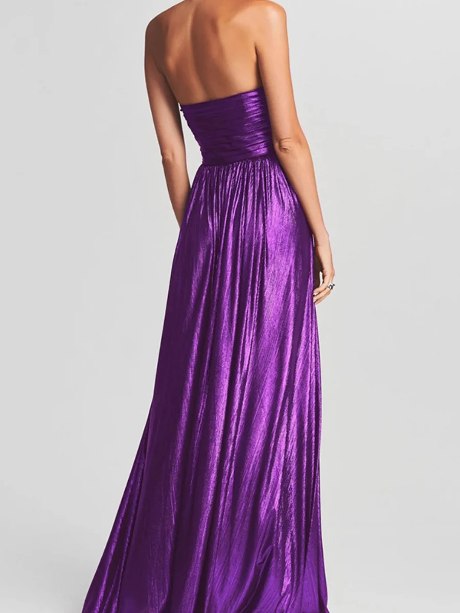 Slit Sleeveless Crimp Evening Dress Maxi Dresses - Image 3
